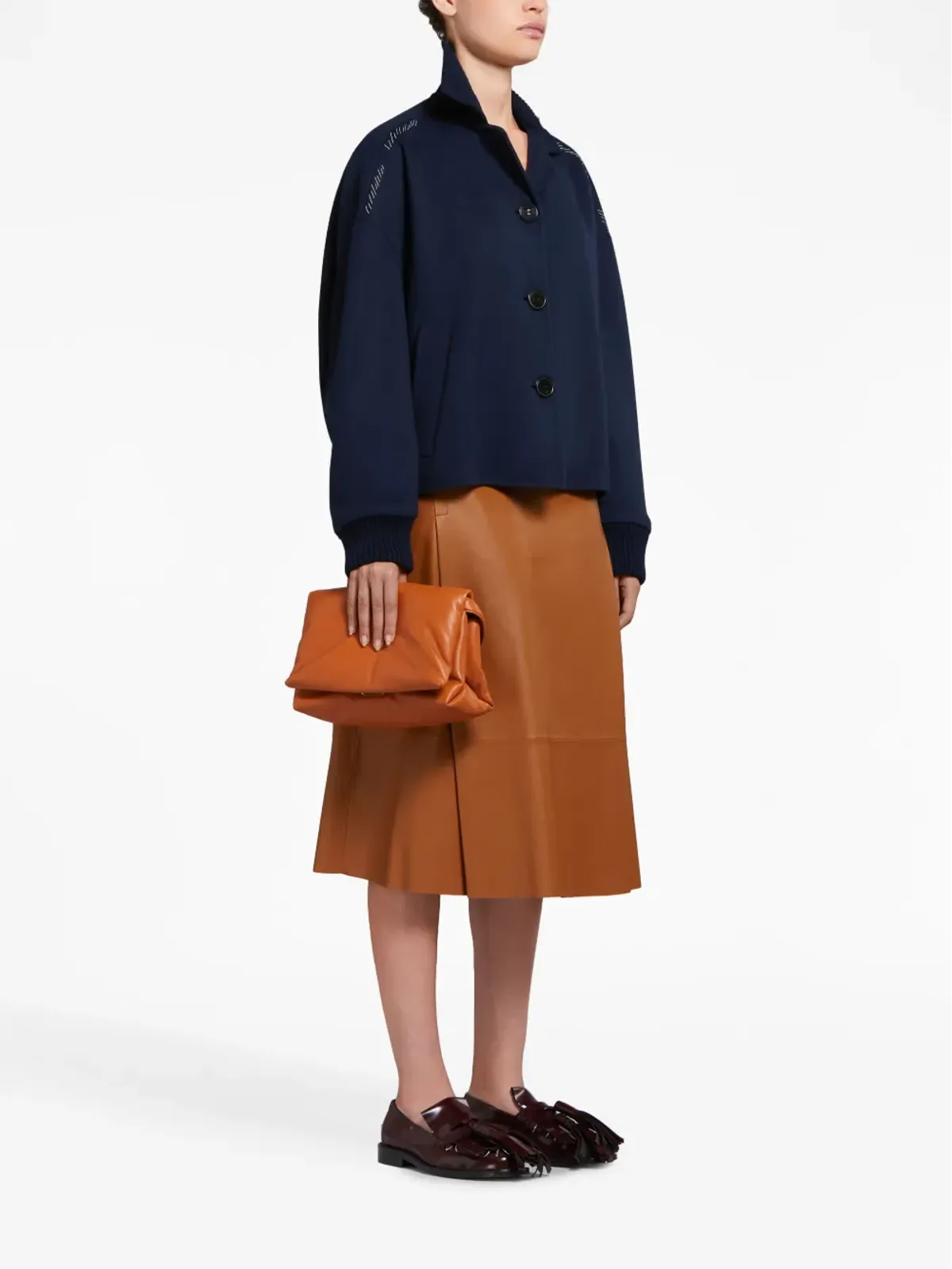 Marni 装飾ステッチ入り ウール混紡 シャツジャケット - 画像3