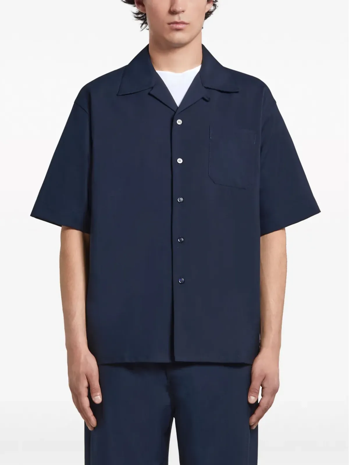 Marni キャンプカラー ヴァージンウール シャツ - 画像3