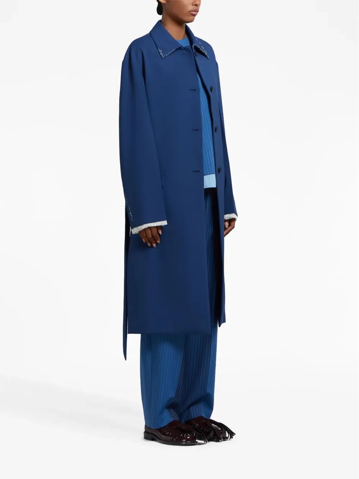 Marni ピンストライプストレートレッグパンツ ブルー - 画像3