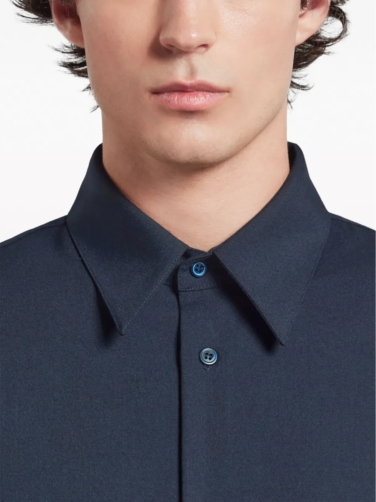 Marni ロゴパッチ ヴァージンウール シャツ - Blue - 画像5