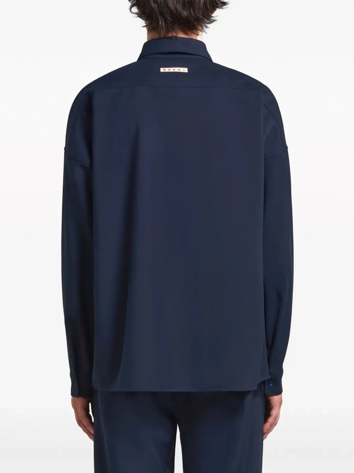 Marni ロゴパッチ ヴァージンウール シャツ - Blue - 画像4
