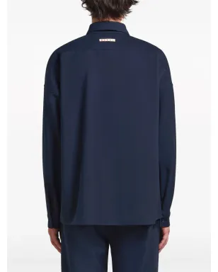 Marni ロゴパッチ ヴァージンウール シャツ - Blue - サムネイル4