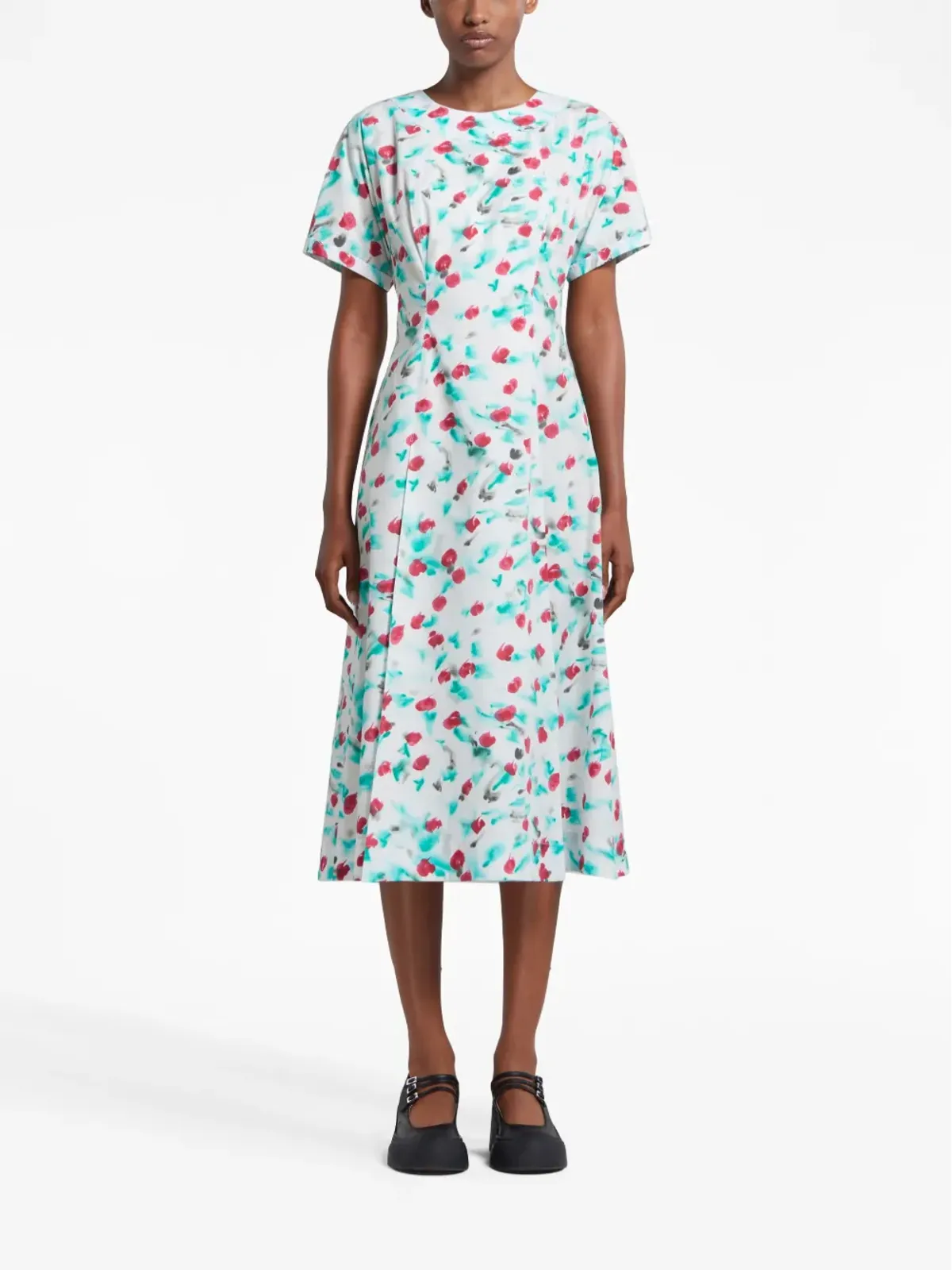 Marni 絵画風プリントのコットン ミディドレス - White - 画像2