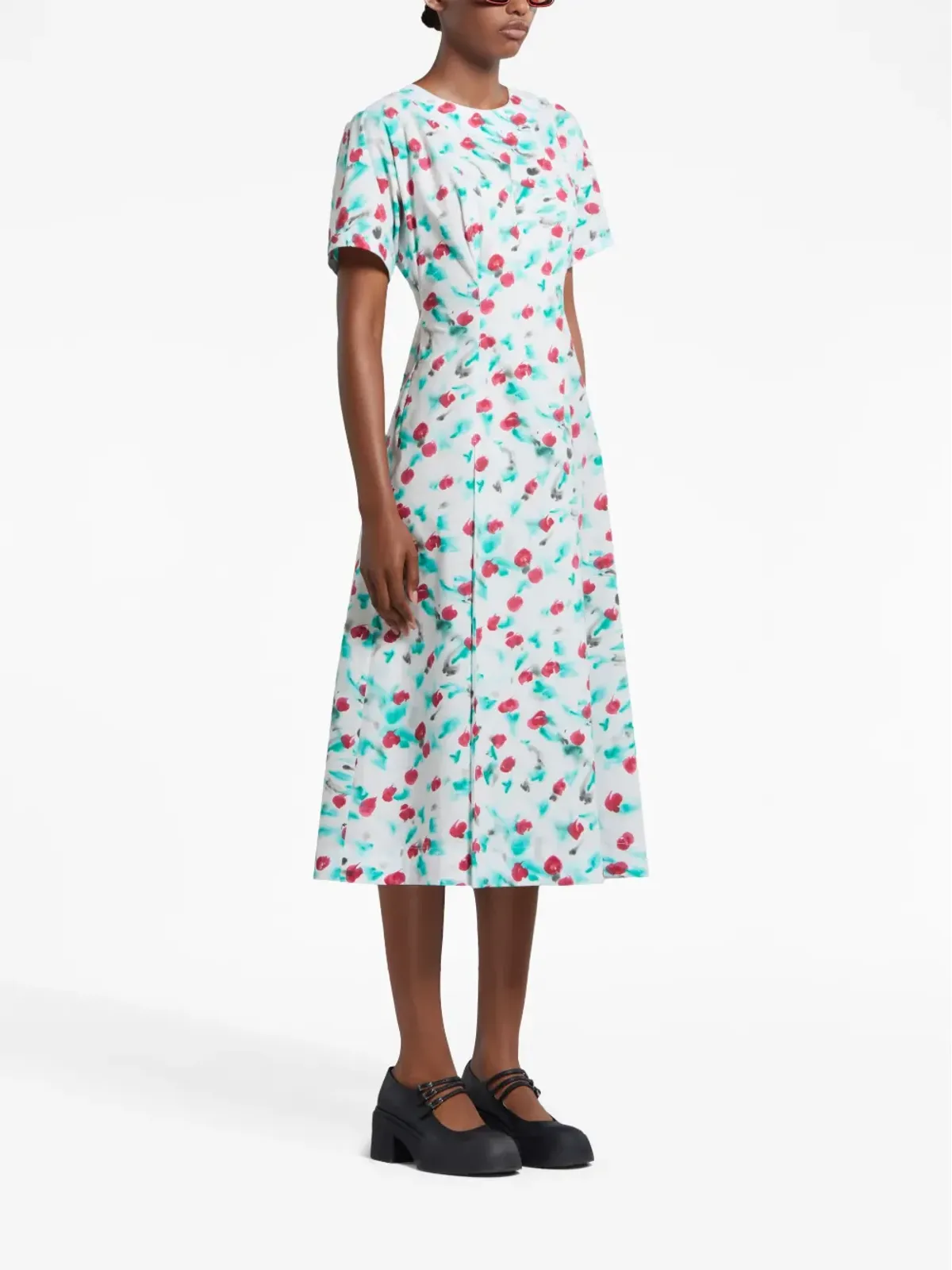 Marni 絵画風プリントのコットン ミディドレス - White - 画像3