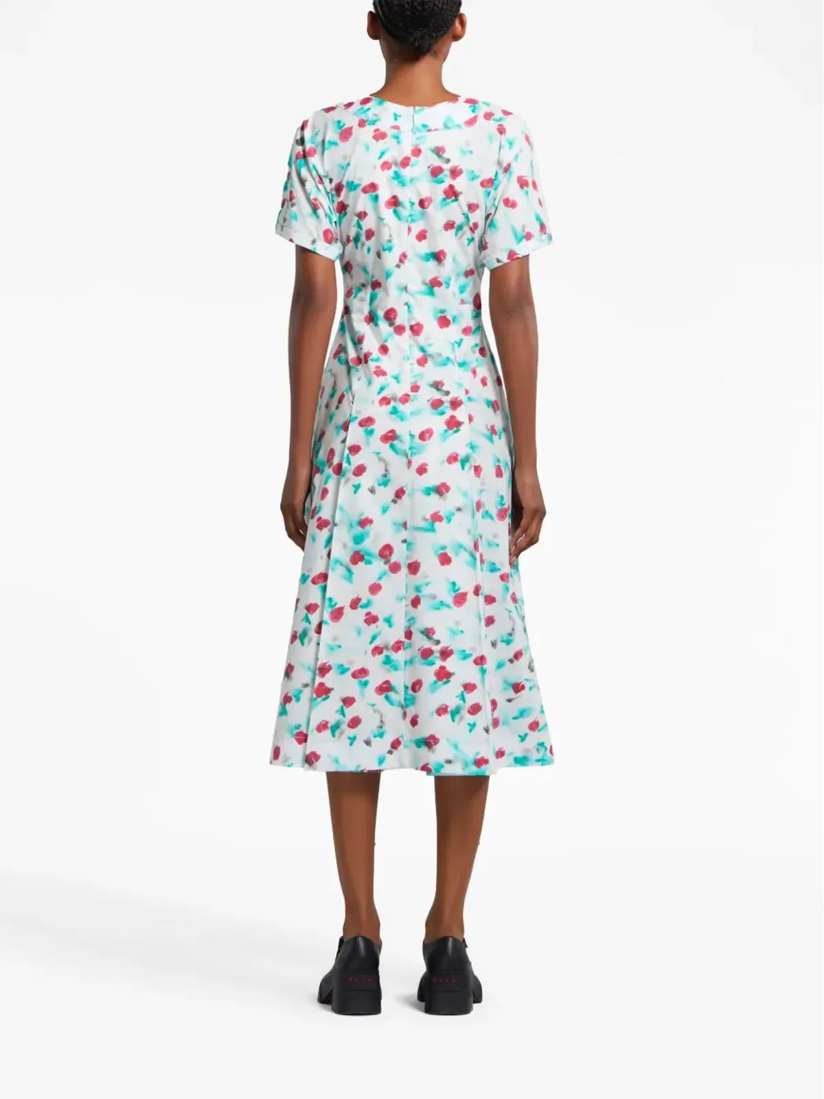 Marni 絵画風プリントのコットン ミディドレス - White - 画像4
