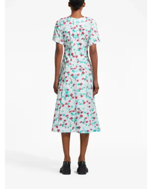 Marni 絵画風プリントのコットン ミディドレス - White - サムネイル4