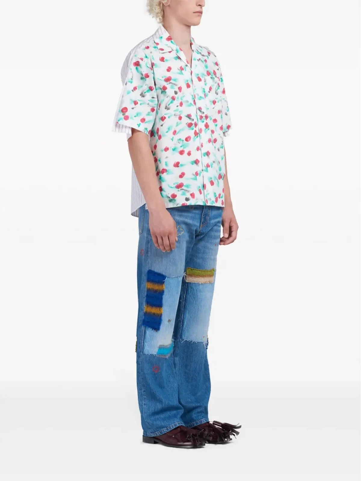 Marni ミックスプリント パネルドシャツ ホワイト - 画像2
