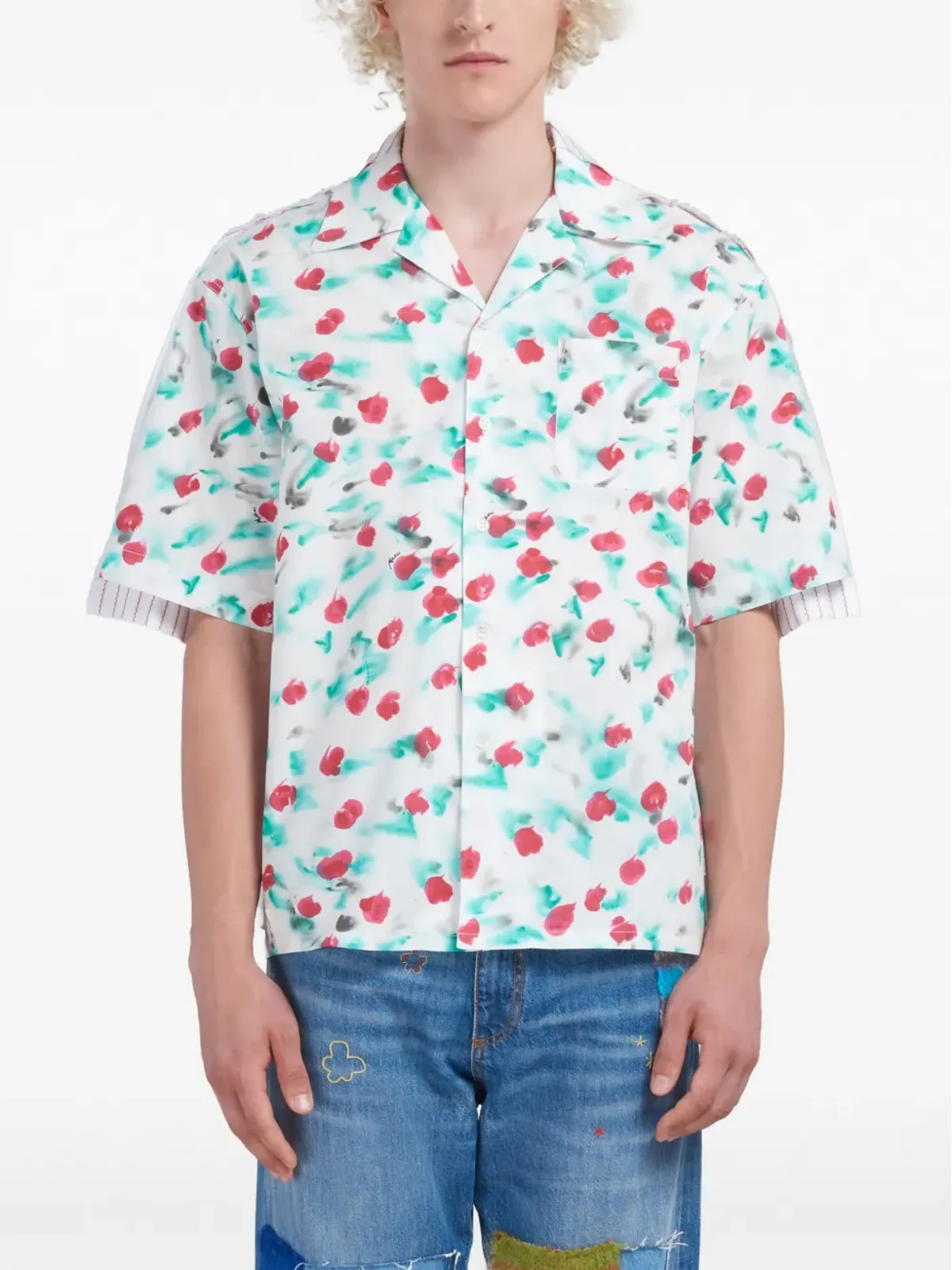 Marni ミックスプリント パネルドシャツ ホワイト - 画像3