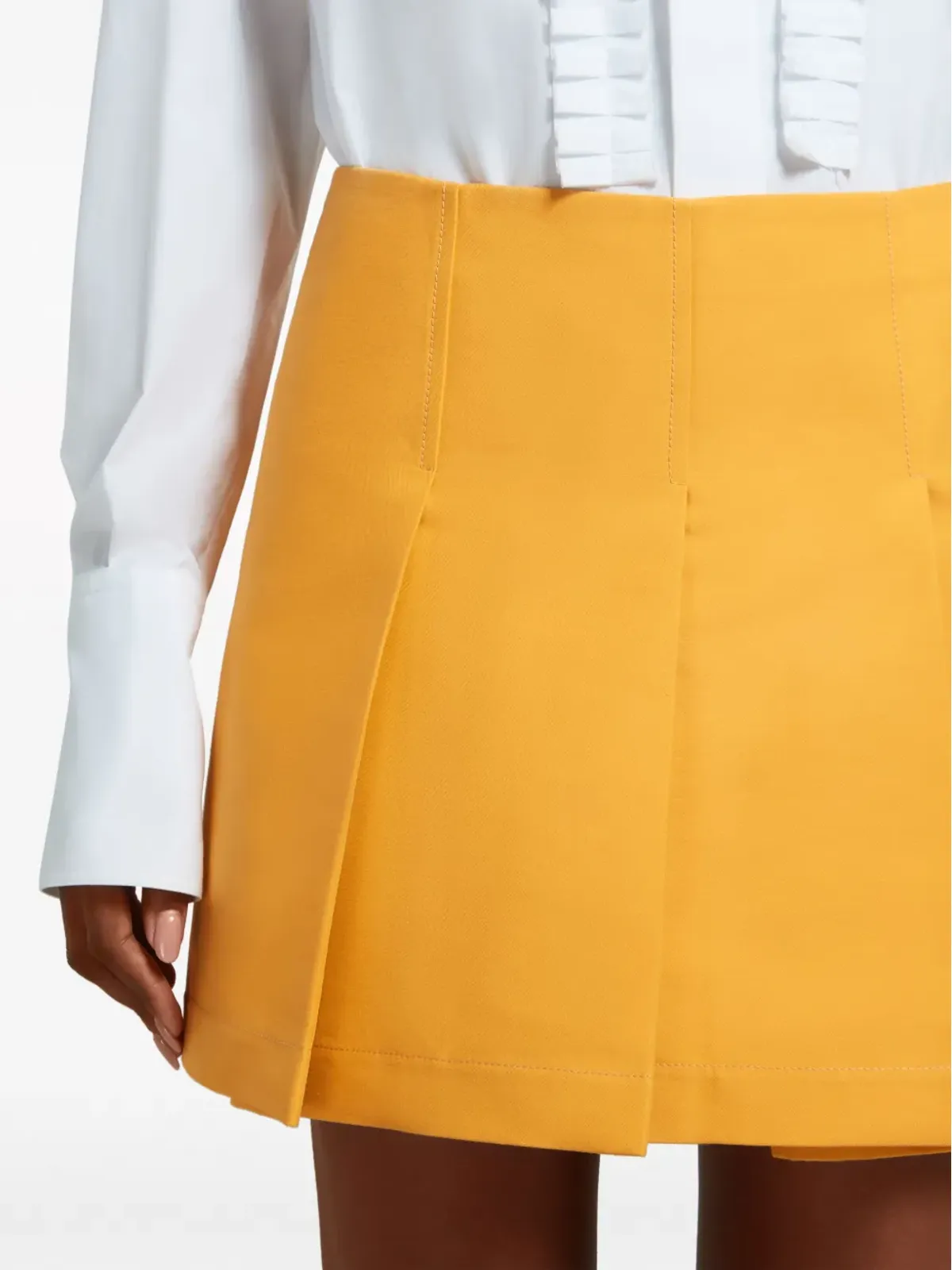 Marni プリーツコットンミニスカート イエロー - 画像5
