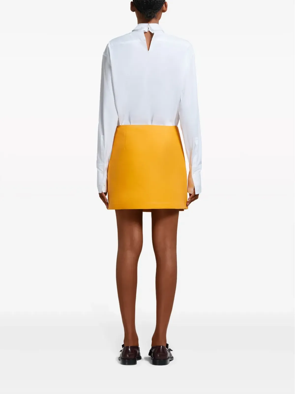 Marni プリーツコットンミニスカート イエロー - 画像4
