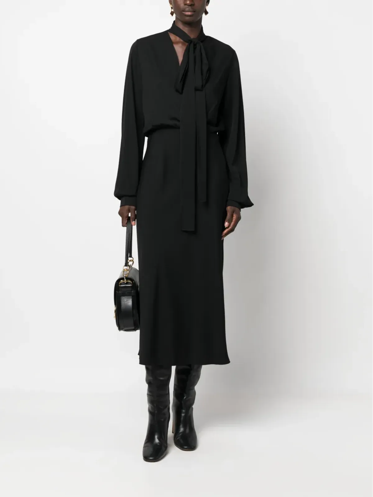 Sportmax スカーフ付きシルク混紡ミディドレス - 画像2