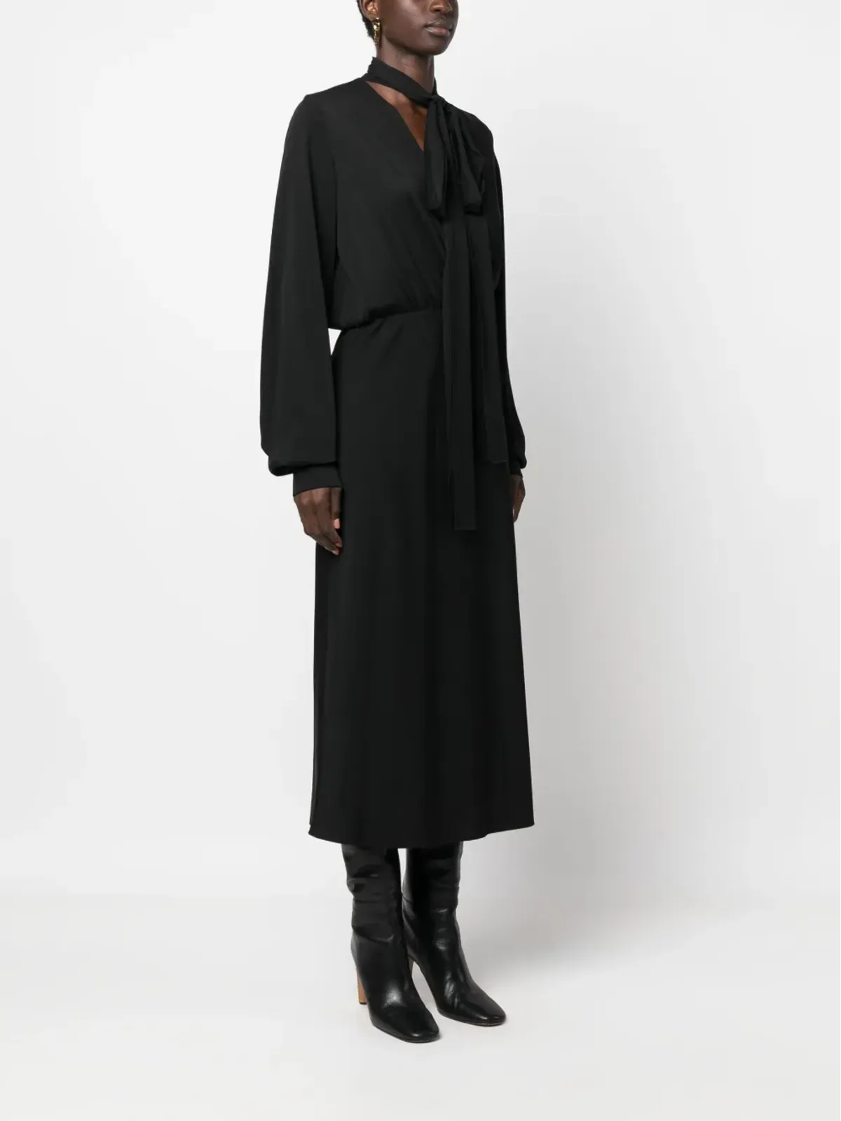 Sportmax スカーフ付きシルク混紡ミディドレス - 画像3
