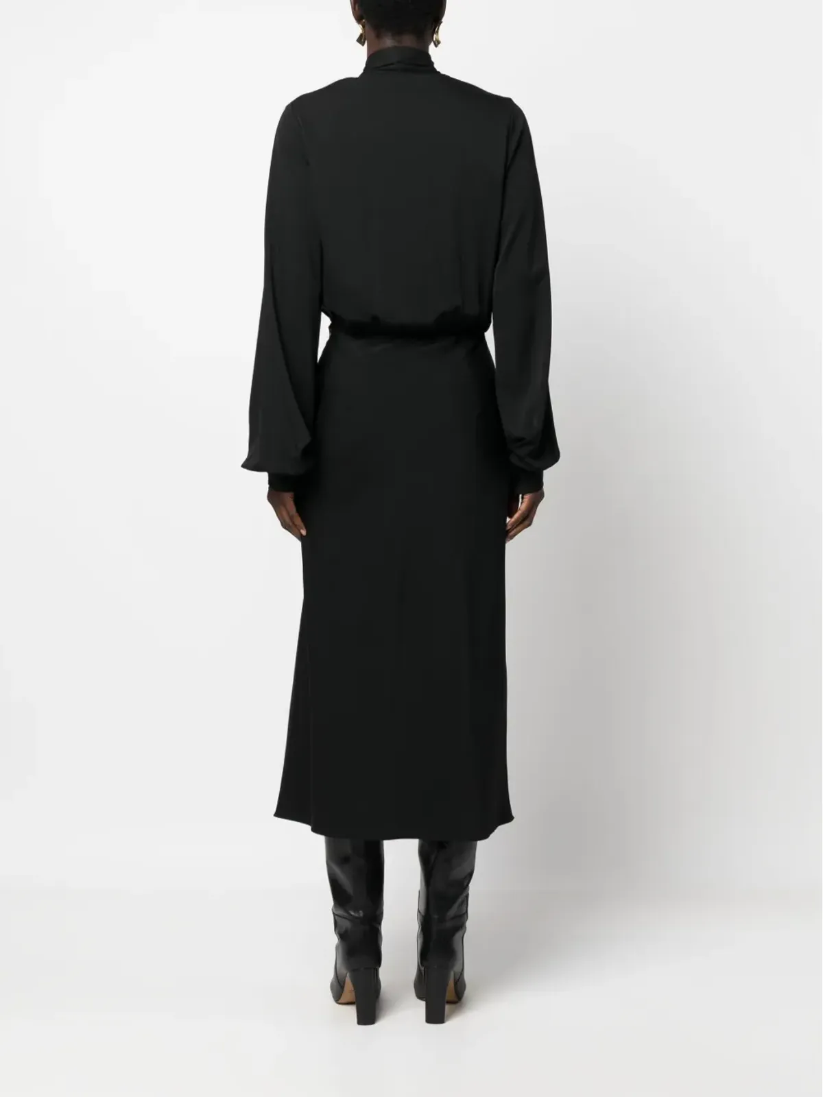 Sportmax スカーフ付きシルク混紡ミディドレス - 画像4