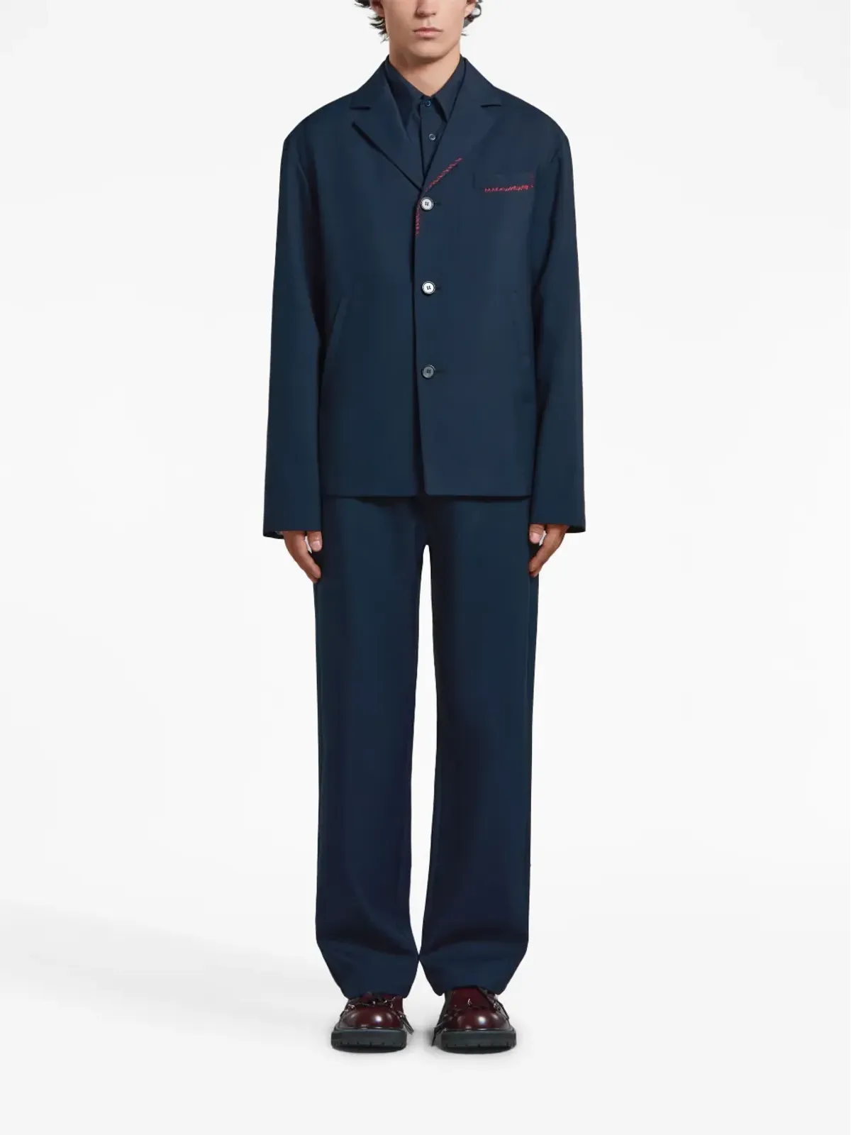 Marni コントラストステッチ ウールブレザー - 画像2