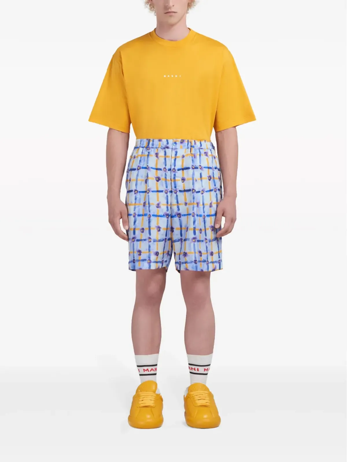 Marni 抽象柄シルク ベルマダショーツ - 画像3