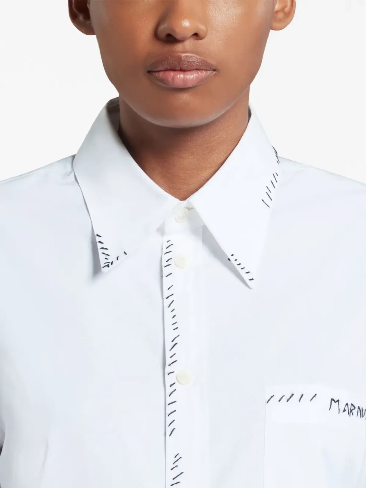 Marni ロゴ刺繍コットンシャツ - White - 画像4
