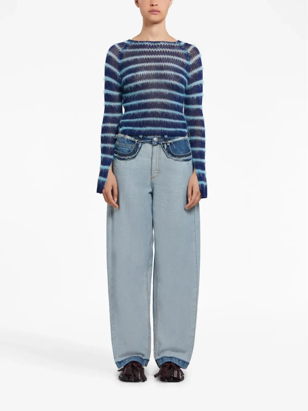 Marni パネルド ミッドライズ ワイドレッグ ジーンズ - 画像2