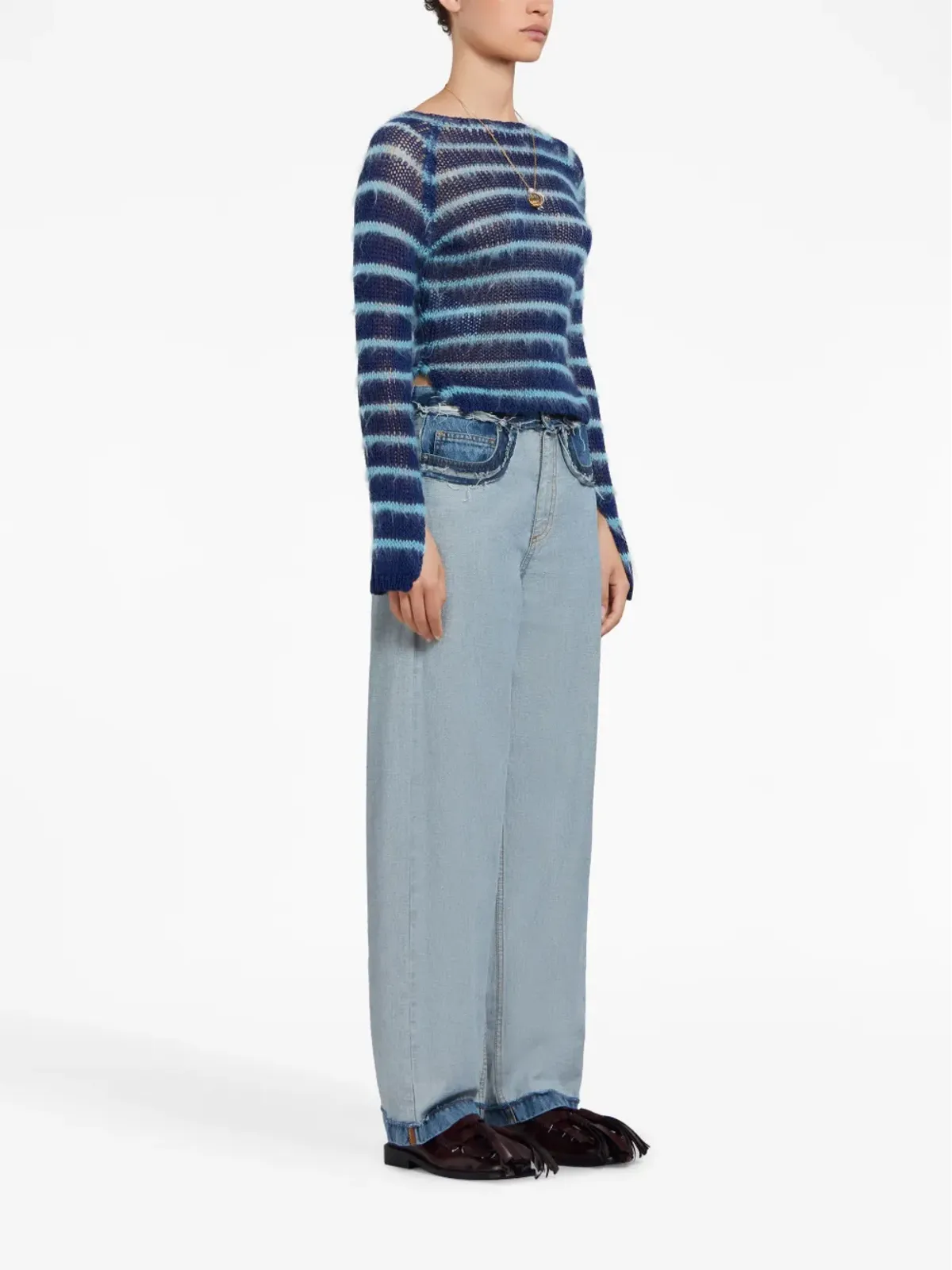 Marni パネルド ミッドライズ ワイドレッグ ジーンズ - 画像3