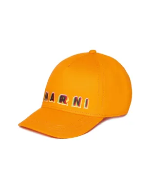 Marni Kids ロゴプリントコットンキャップ - オレンジ - サムネイル1