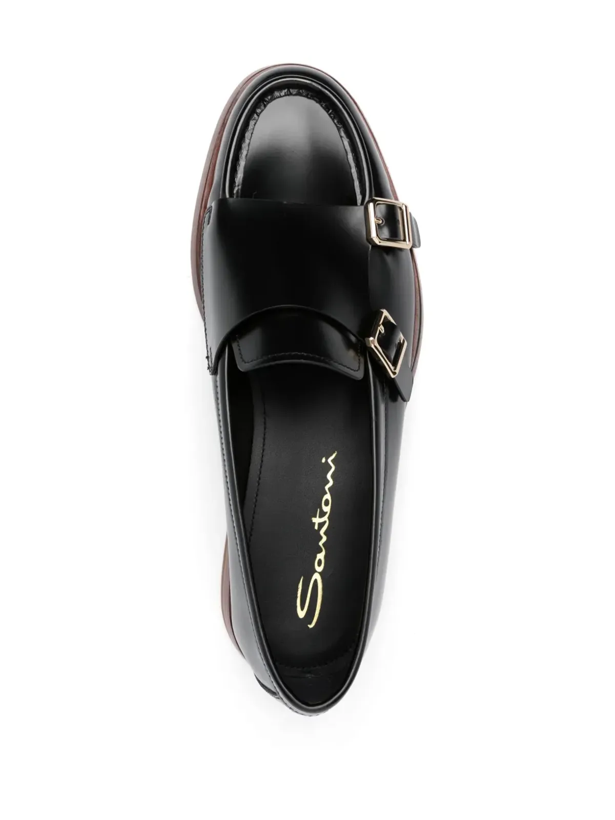 Santoni ダブルバックル レザー ローファー - 画像4