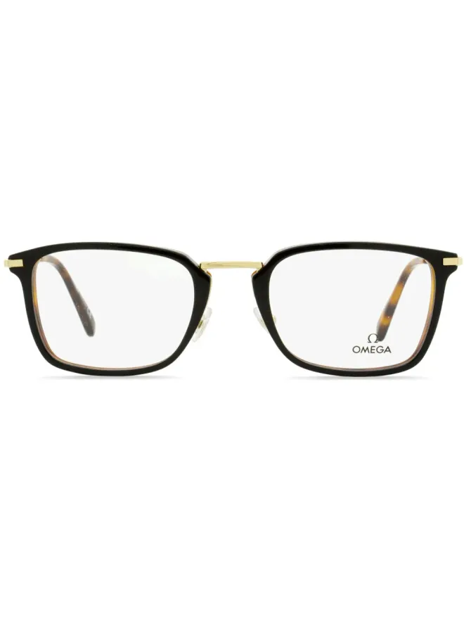 OMEGA EYEWEAR OMEGA EYEWEAR 矩形フレーム ロゴ入りメガネ - Brownの商品画像
