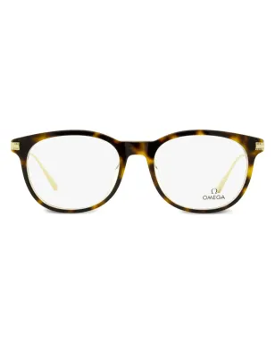 OMEGA EYEWEAR べっ甲柄の丸型フレーム眼鏡（ブラウン） - サムネイル1