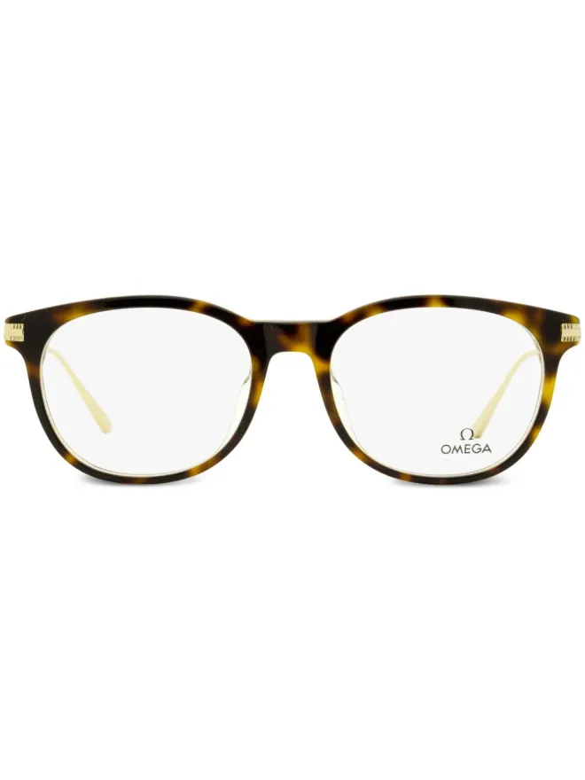 OMEGA EYEWEAR OMEGA EYEWEAR べっ甲柄の丸型フレーム眼鏡（ブラウン）の商品画像