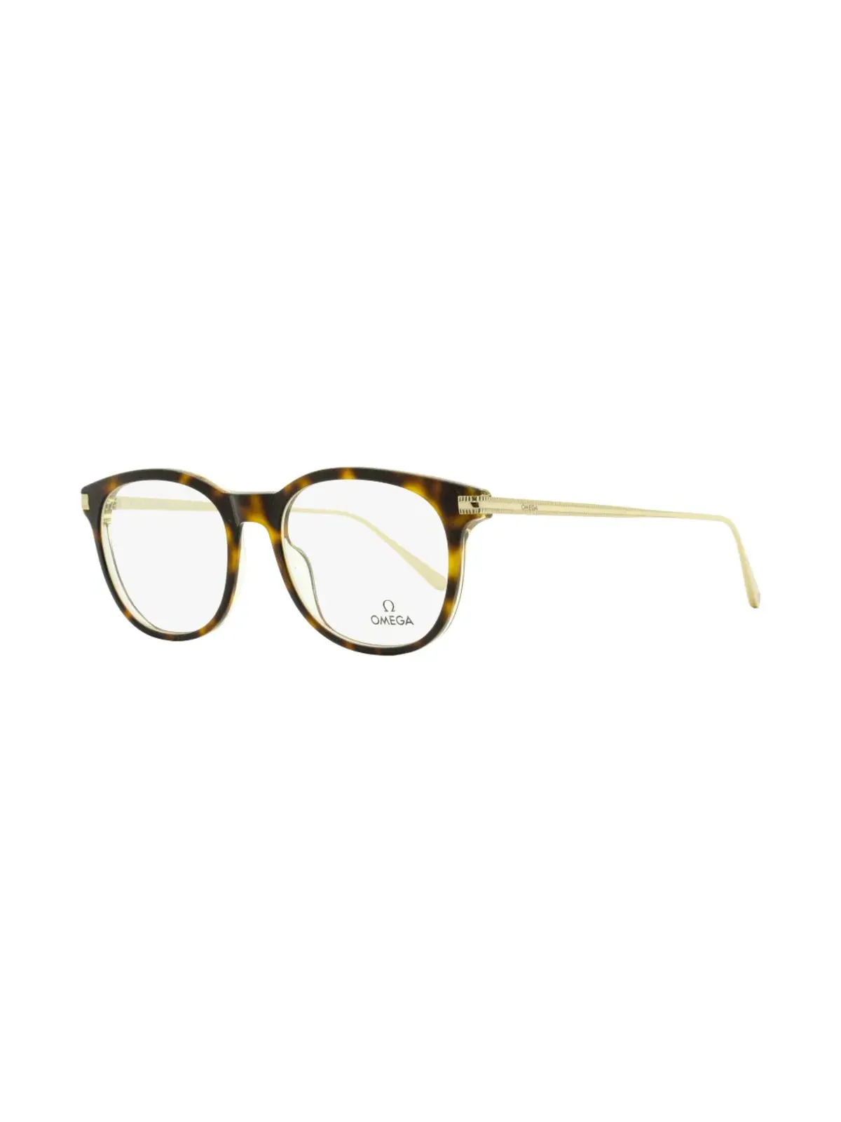 OMEGA EYEWEAR べっ甲柄の丸型フレーム眼鏡（ブラウン） - 画像2