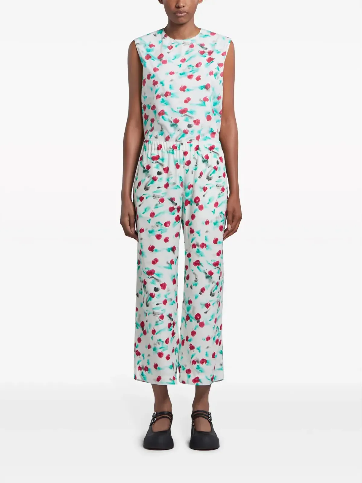Marni フローラルプリント クロップドパンツ - 画像2