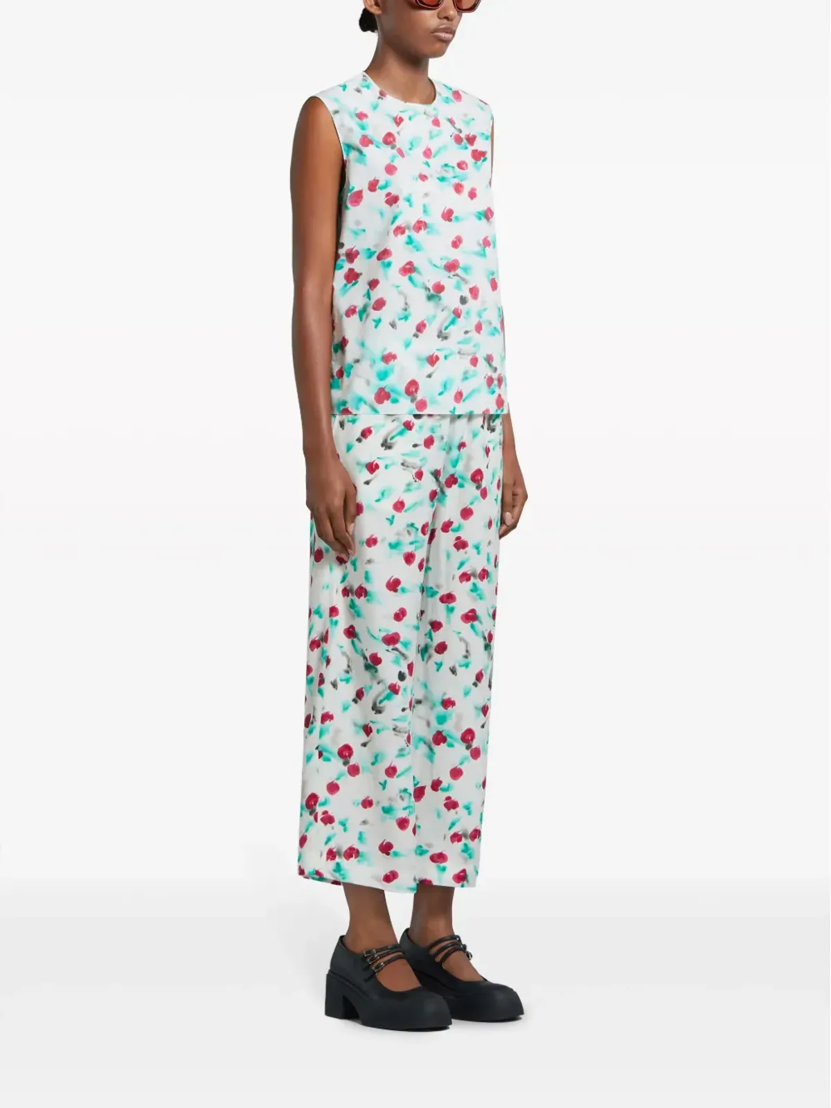 Marni フローラルプリント クロップドパンツ - 画像3