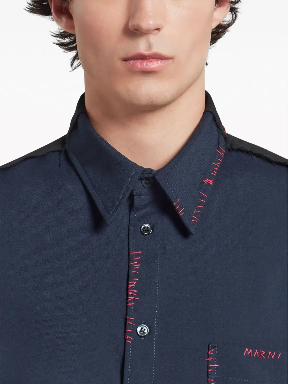Marni パネルド ヴァージンウール シャツ - 画像4