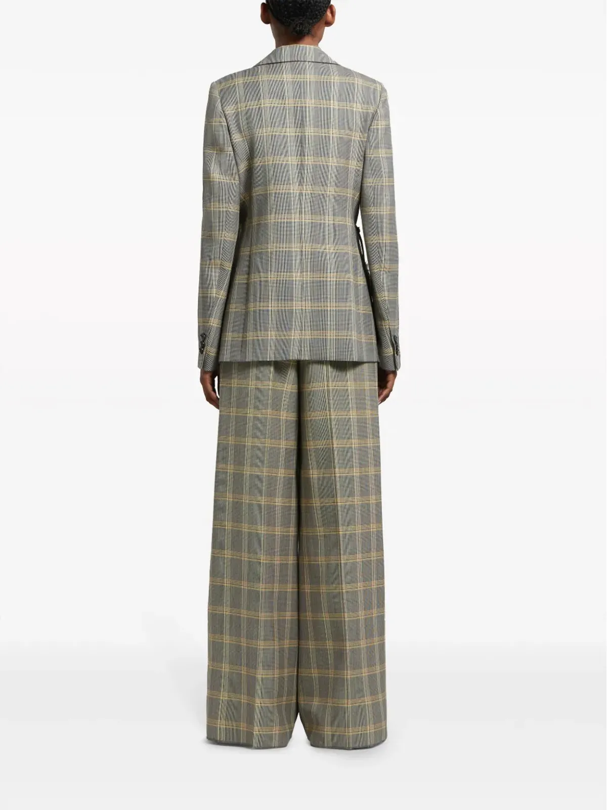 Marni チェック柄 シングルブレスト ダメージ加工 ブレザー グレー - 画像4