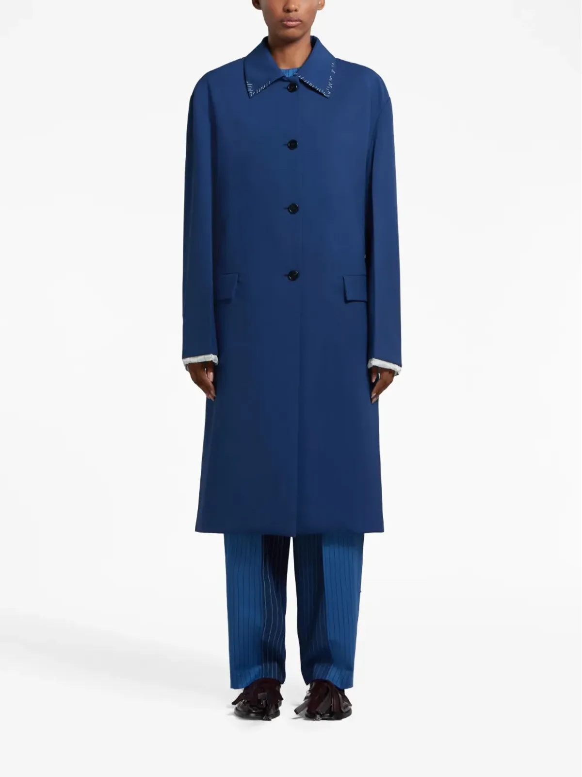 Marni コントラストステッチ シングルブレストコート - ブルー - 画像2