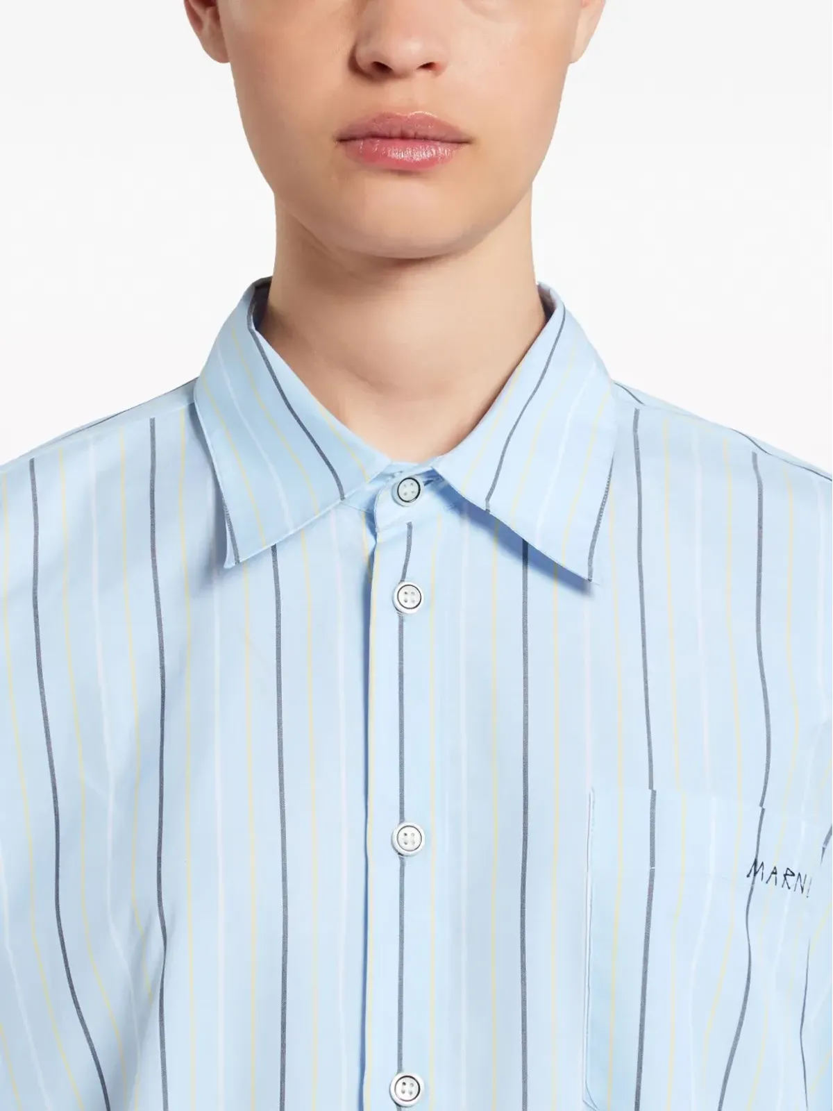 Marni ロング丈ストライプコットンシャツ - 画像5