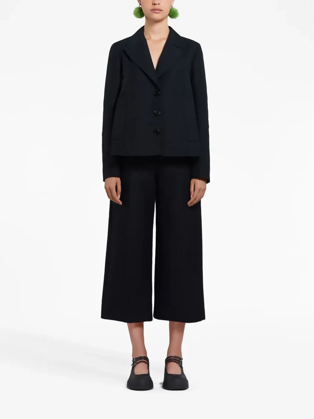 Marni ハイウエスト クロップド コットンパンツ - ブラック - 画像2