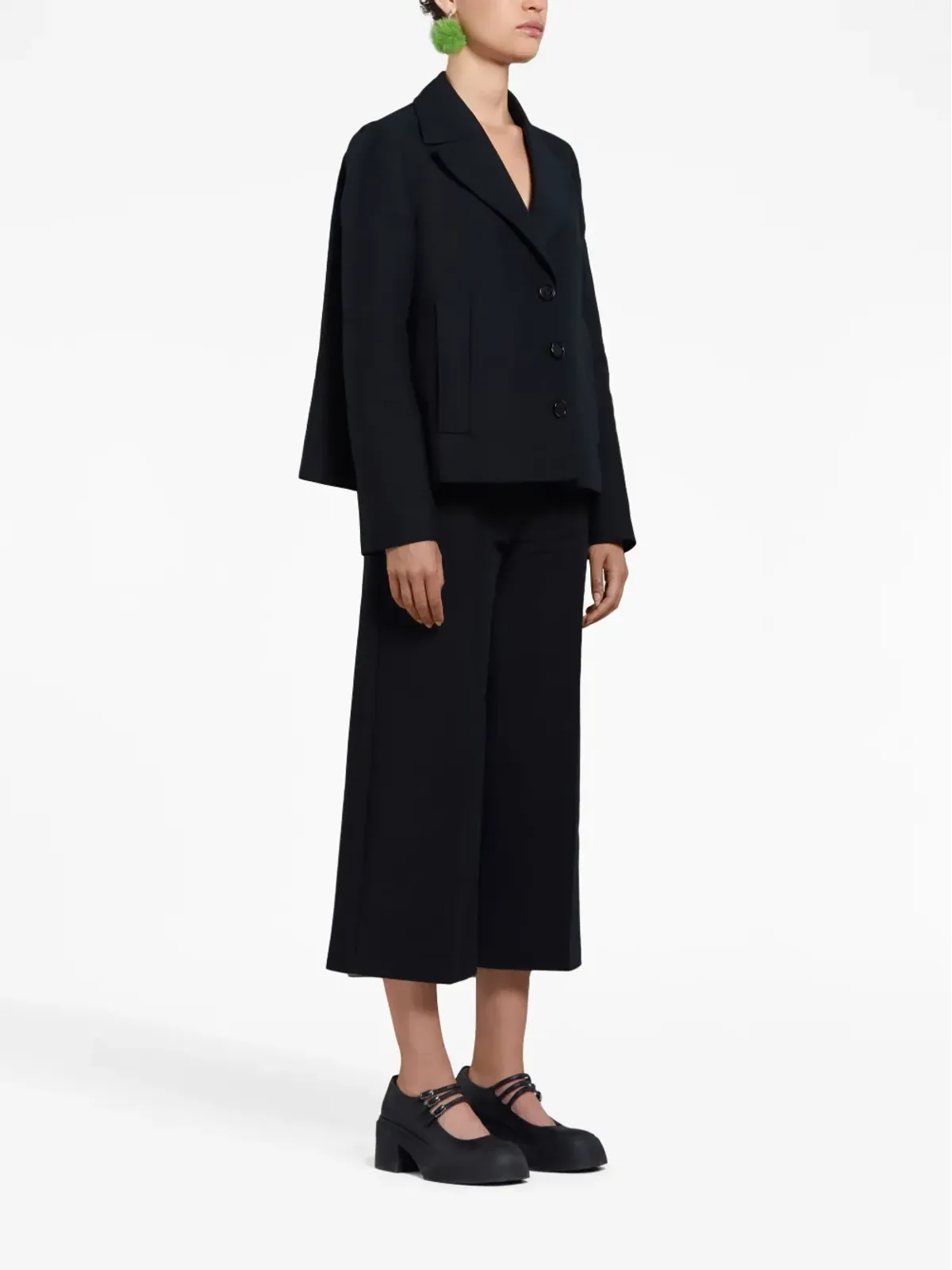 Marni ハイウエスト クロップド コットンパンツ - ブラック - 画像3