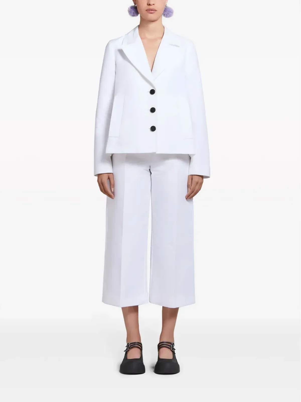 Marni ワイドレッグ クロップドパンツ - White - 画像2