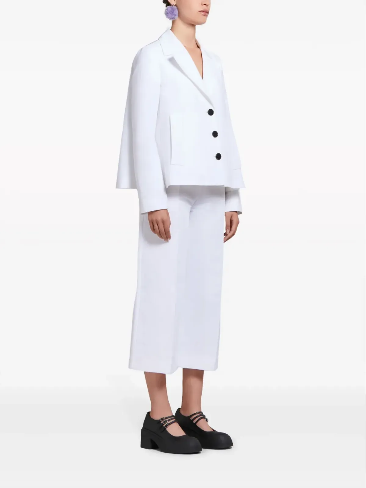 Marni ワイドレッグ クロップドパンツ - White - 画像3