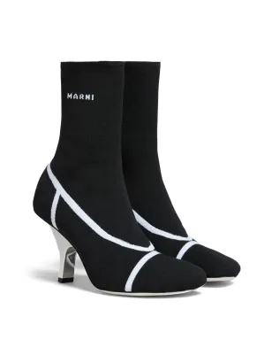 Marni ロゴ入りインターシャニット アンクルブーツ ブラック - サムネイル2