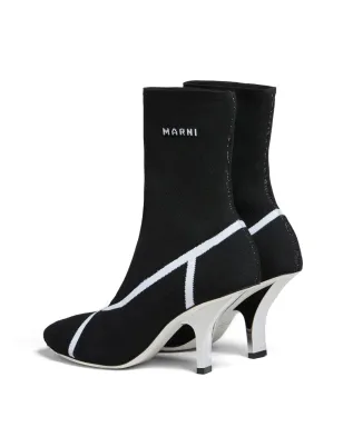 Marni ロゴ入りインターシャニット アンクルブーツ ブラック - サムネイル3