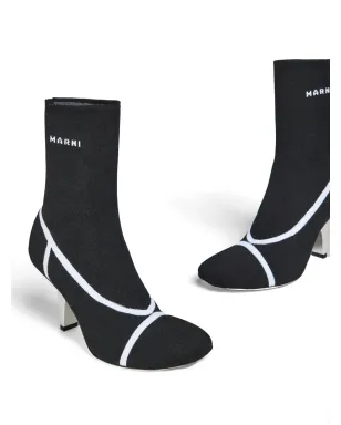 Marni ロゴ入りインターシャニット アンクルブーツ ブラック - サムネイル4