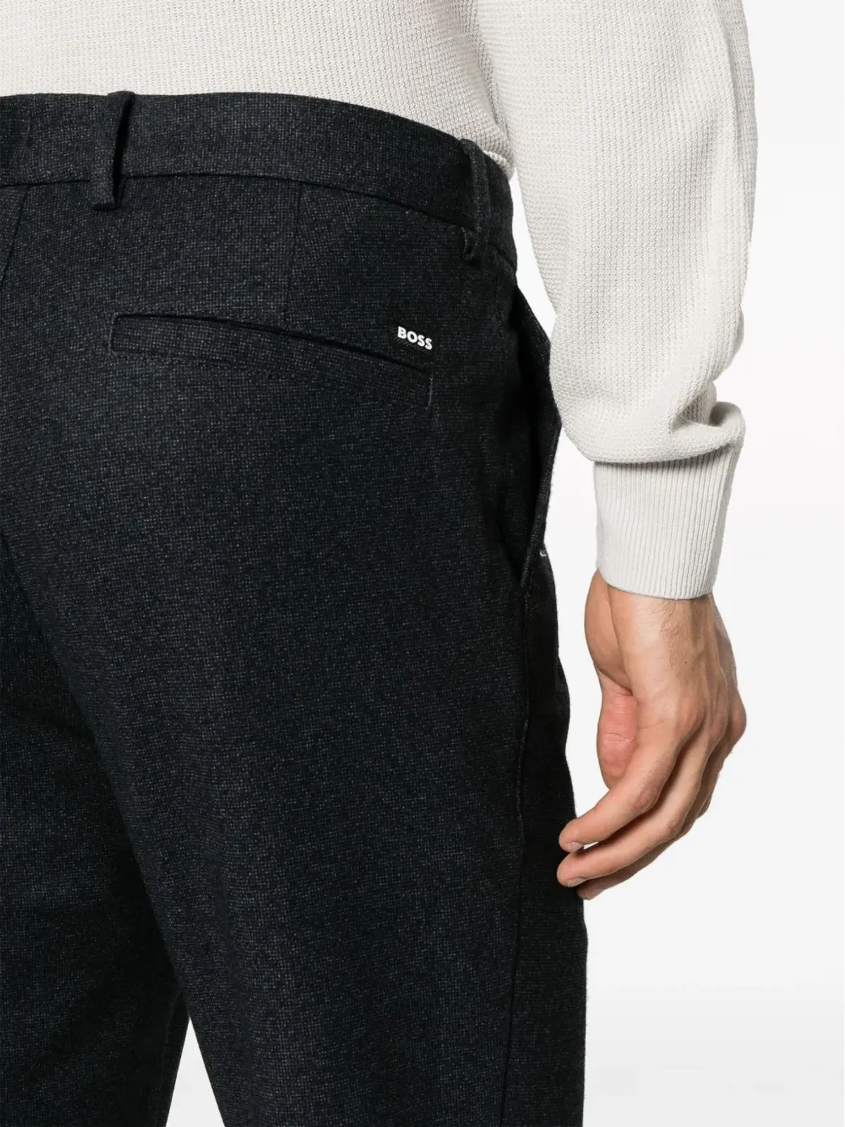BOSS ロゴパッチ テーパードパンツ ブラック - 画像5