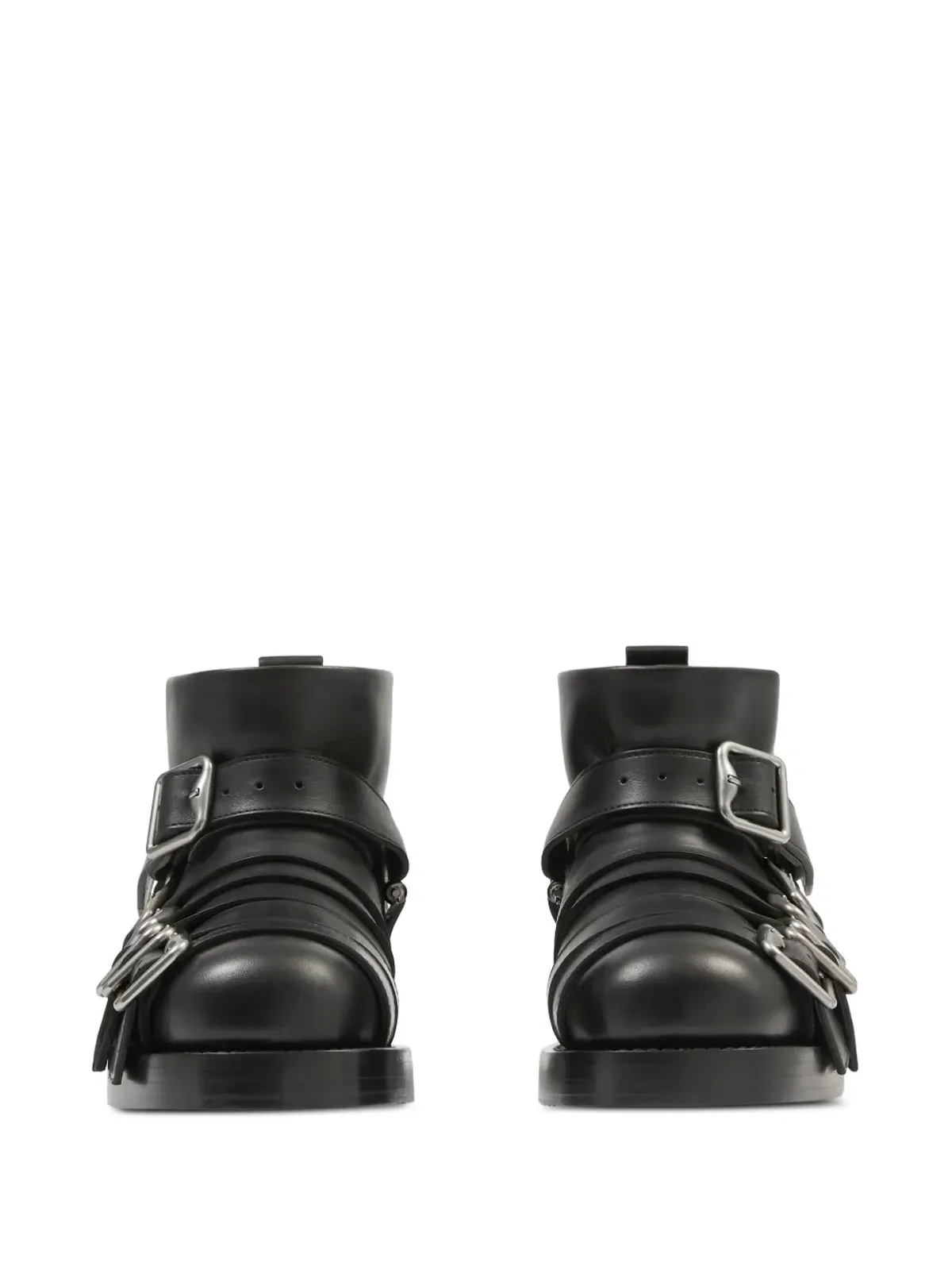 Burberry バックル付きレザーバイカーブーツ - ブラック - 画像2