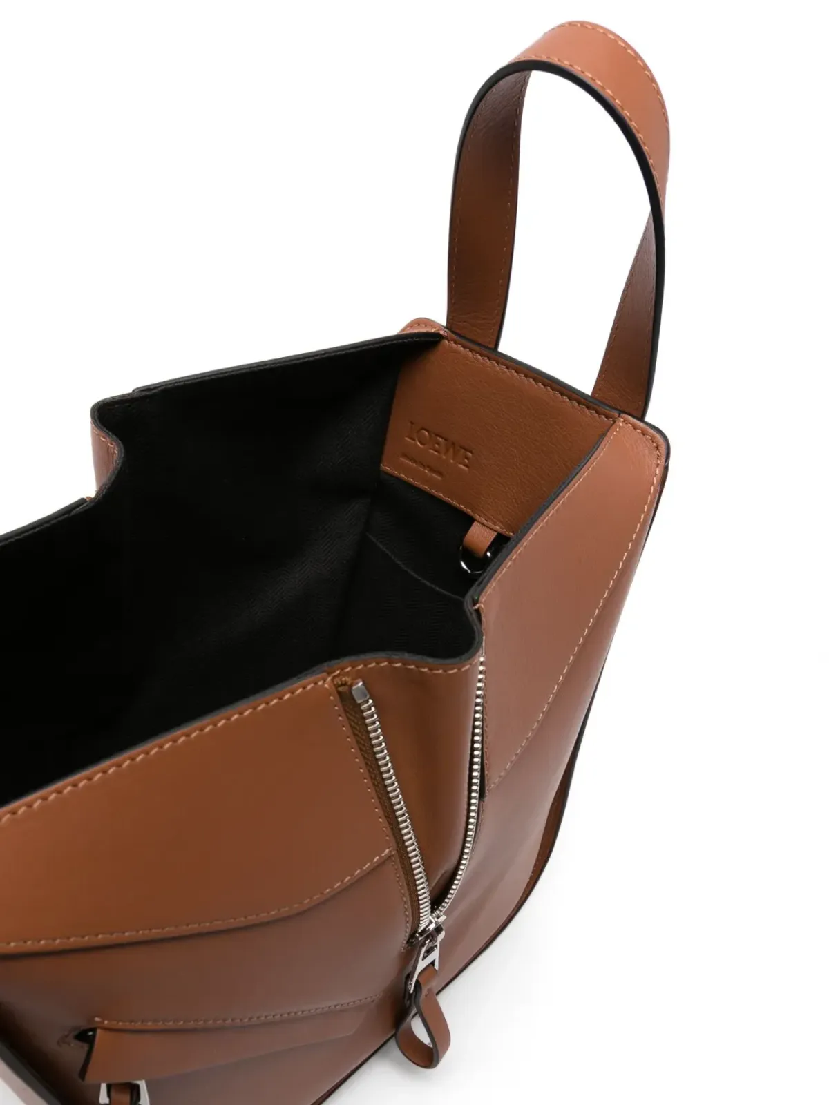 LOEWE コンパクト・ハンモック レザー トートバッグ ブラウン - 画像5