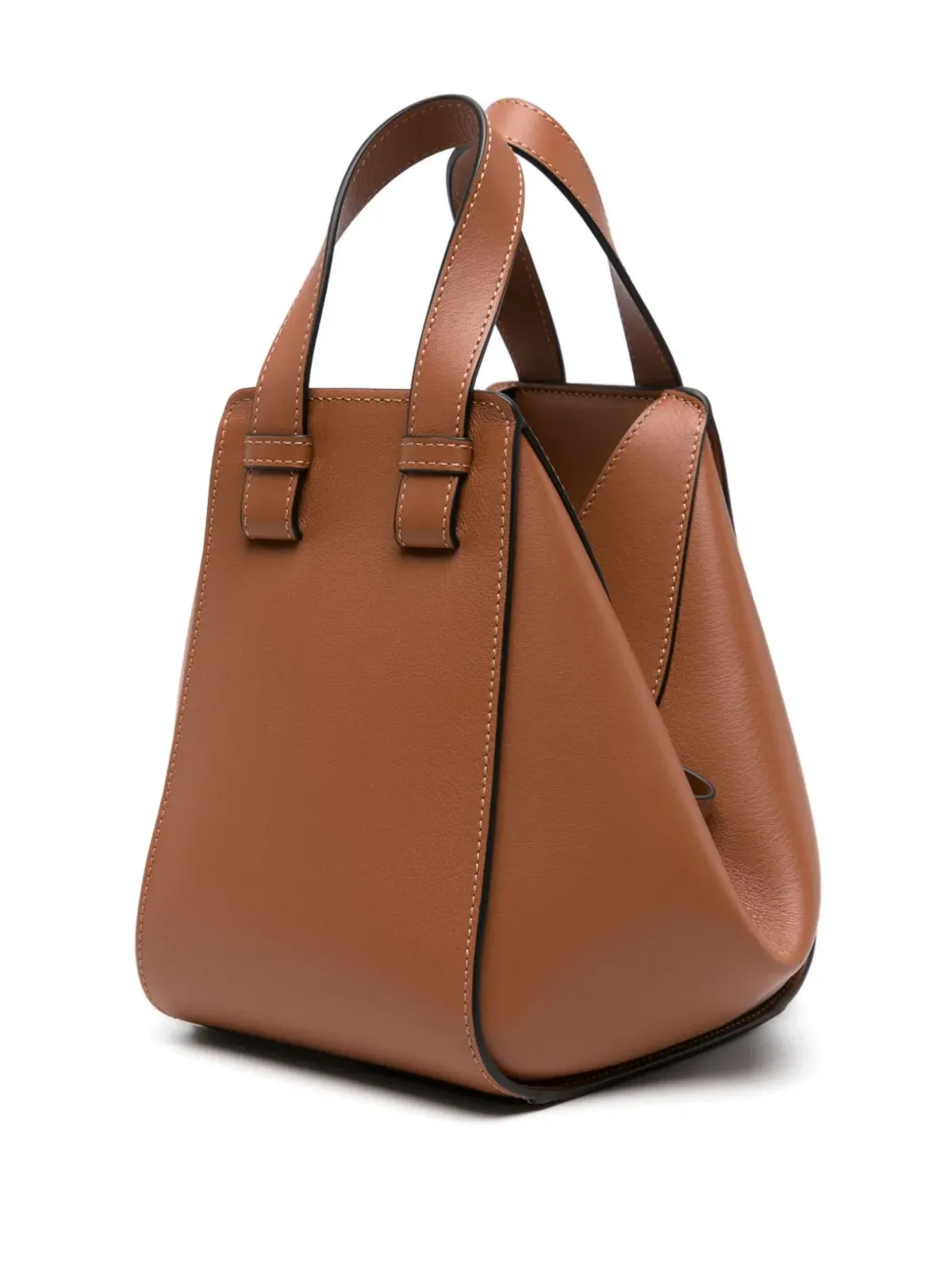 LOEWE コンパクト・ハンモック レザー トートバッグ ブラウン - 画像3