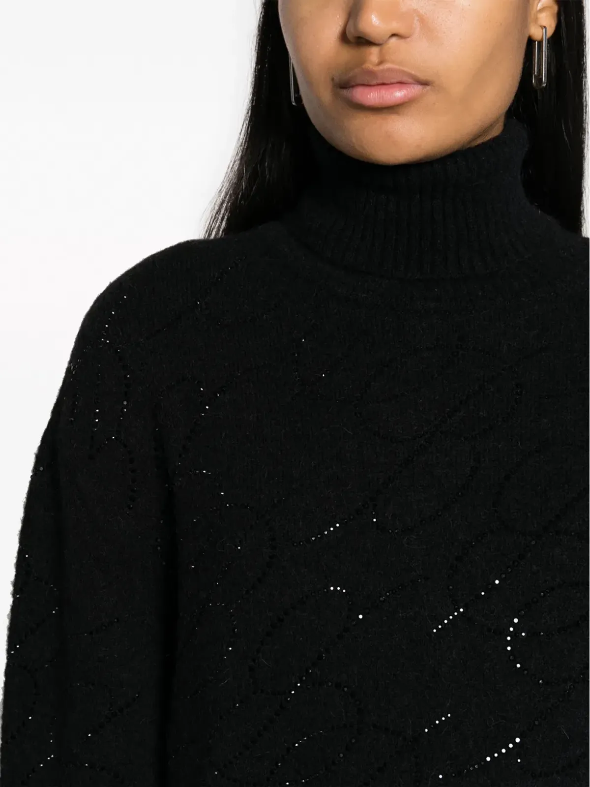 Blumarine クリスタル装飾のニットジャンパー - ブラック - 画像5