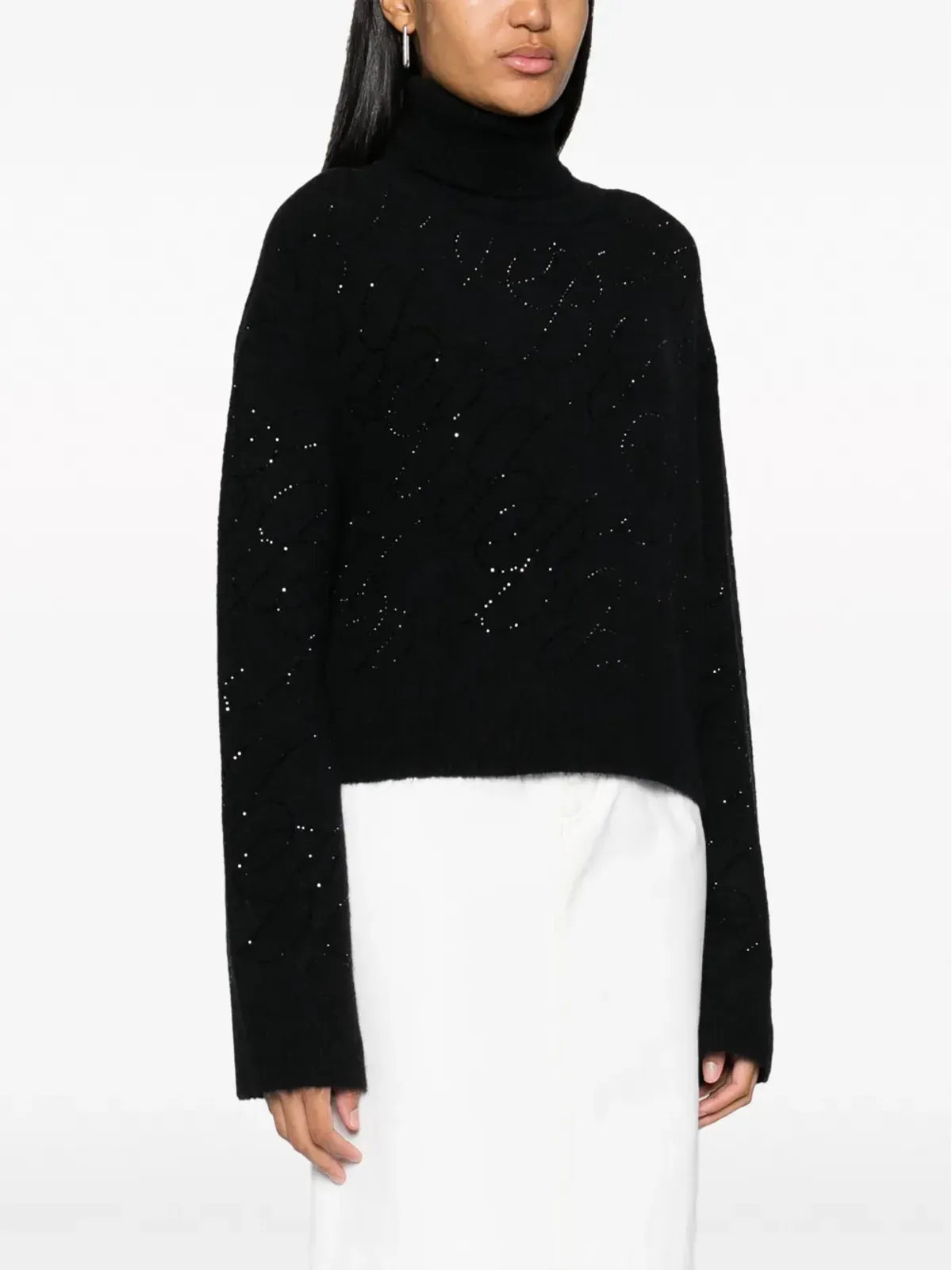 Blumarine クリスタル装飾のニットジャンパー - ブラック - 画像3