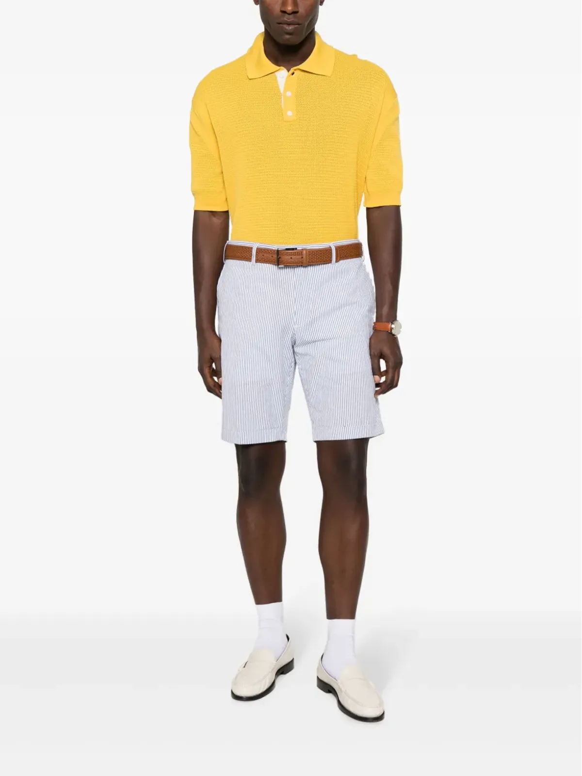 Lardini ストライプコットンチノショーツ - 画像2