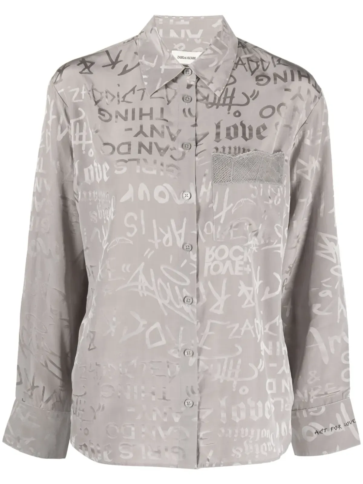Zadig&Voltaire スローガンプリント シルクシャツ - 画像1