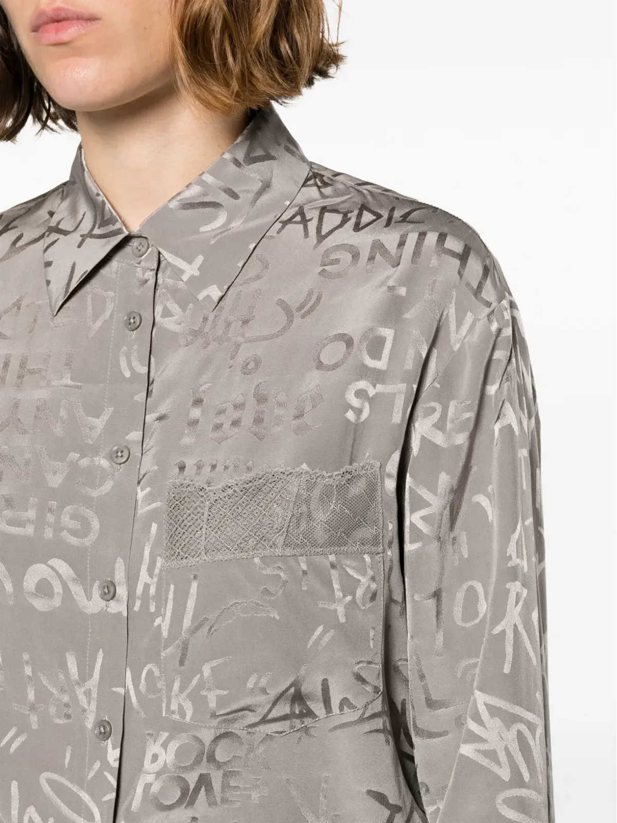 Zadig&Voltaire スローガンプリント シルクシャツ - 画像5